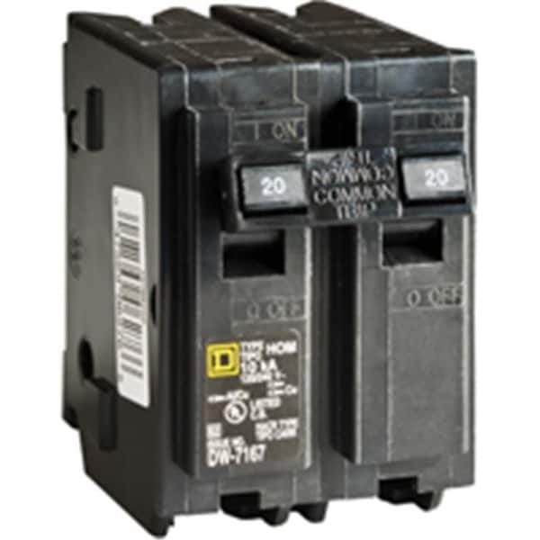 Square D Thermal Magnetic Circuit Breaker, HOM Series, 20A, 2 Pole, 120/240V AC, 10kA 6721427 - main